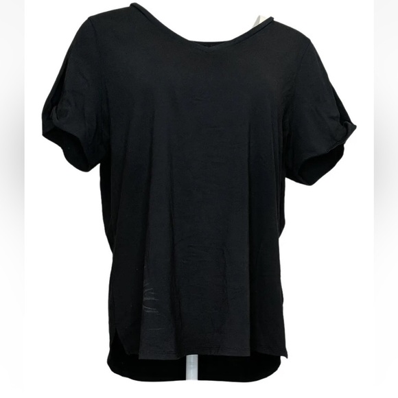 Nwot Belle by Kim Gravel TripleLuxe Knit Twist Sleeve Top BLACK large L - Picture 4 of 13